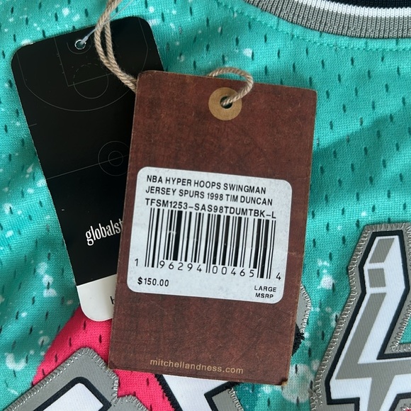 Mens Mitchell & Ness NBA HYPER HOOPS SWINGMAN JERSEY - SPURS 1998 TIM DUNCAN - Picture 4 of 7